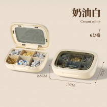 2827小工具｜3BOSSWU｜MINI小方糖【6格款】錠狀膠囊分裝藥盒｜膠囊錠狀盒｜便攜式迷你小號大空間｜奶油白｜$220/個 