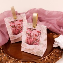 2857小工具-試用品行銷｜適合送禮自用｜復古花園粉色皮革手提包裝盒｜包禮品包裝盒｜婚慶喜糖盒｜禮品紙盒 ｜試用品行銷包裝｜$180(皮革提把+雙腳釘+紙盒)10組