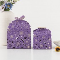 2867小工具-試用品行銷｜適合送禮自用｜【小號】燙金蝴蝶花紫色包裝盒｜包禮品包裝盒｜婚慶喜糖盒｜禮品紙盒 ｜試用品行銷包裝｜$130/10個一組