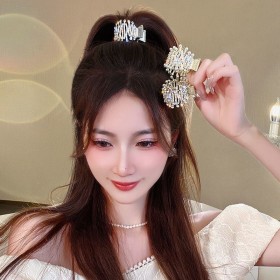 1525髮飾｜3BOSSWU小商品｜心電圖水鑽馬尾夾-金｜$150｜20230601
